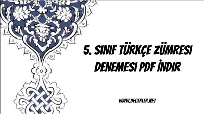 5. Sınıf Türkçe Zümresi Denemesi Pdf İndir