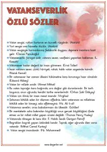 Vatanseverlik İle ilgili Özlü Sözler Afişi PDF İndir